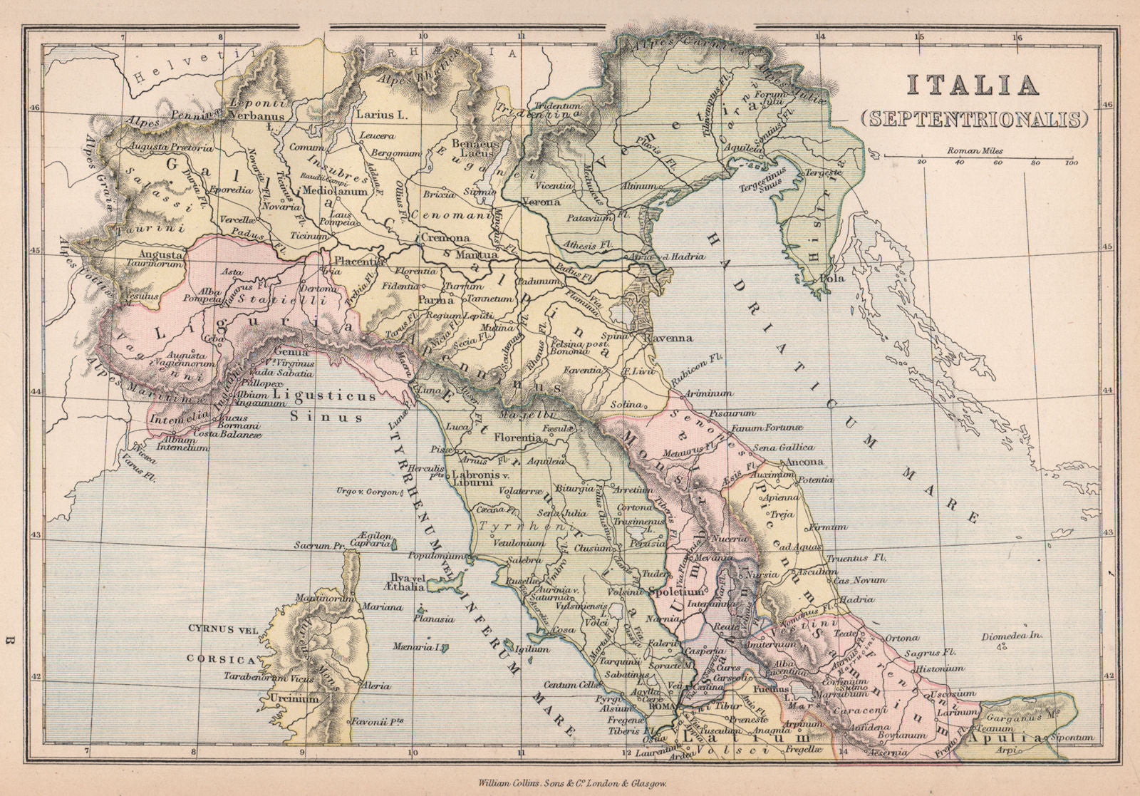 ROMAN ITALY NORTH. 'Italia (Septentrionalis)'. Gallia Cisalpina &c 1878 map
